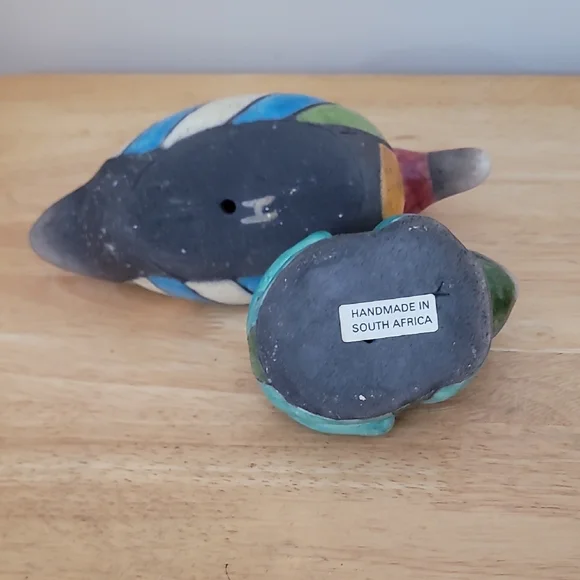 Handmade In South Africa Colorful Ceramic Duck and Frog Figurines